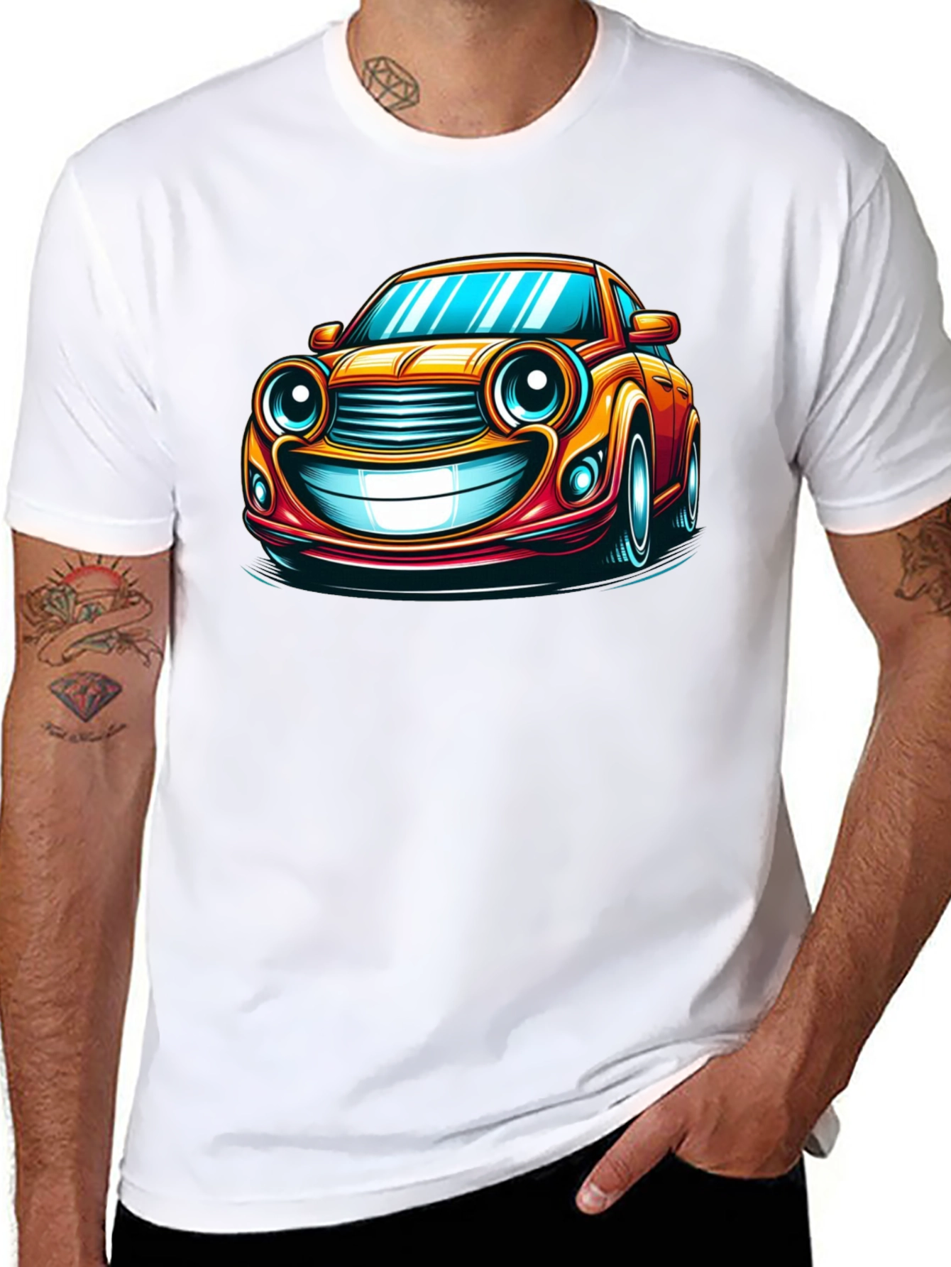 Funny Car Cartoon T-Shirt - Black