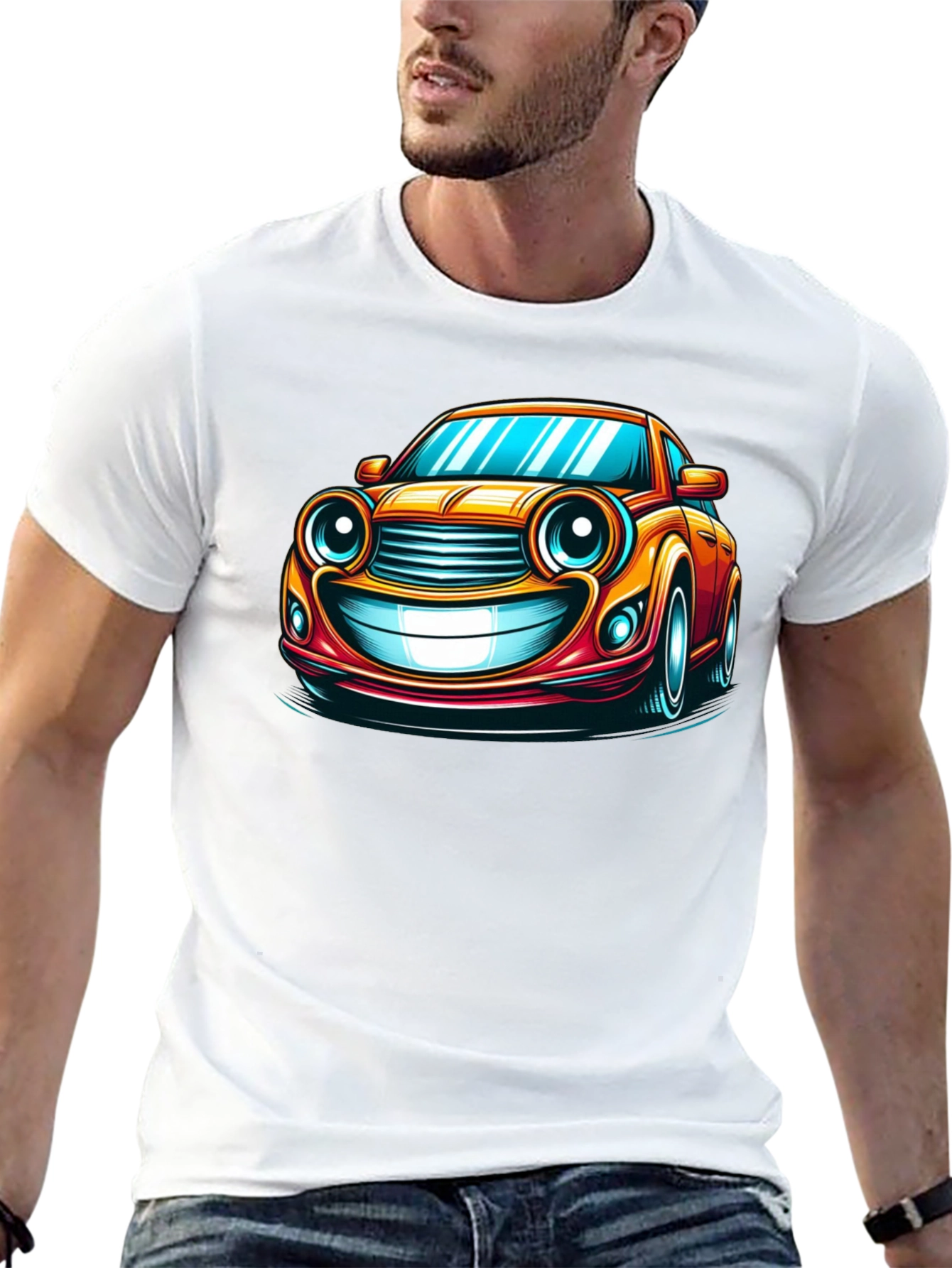 Funny Car Cartoon T-Shirt - Black