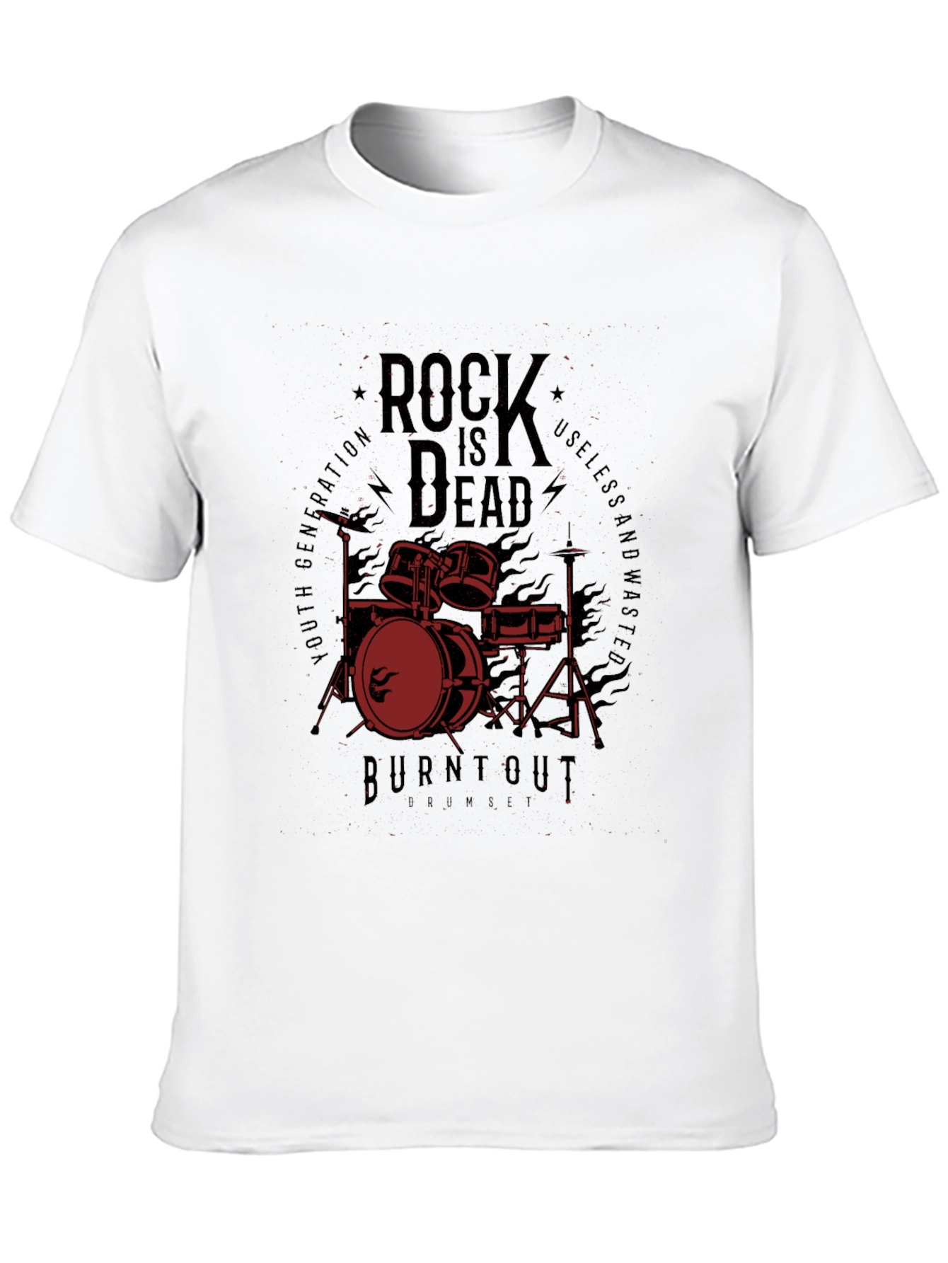 Rock Is Dead Burnout Drum Kit Graphic Tee