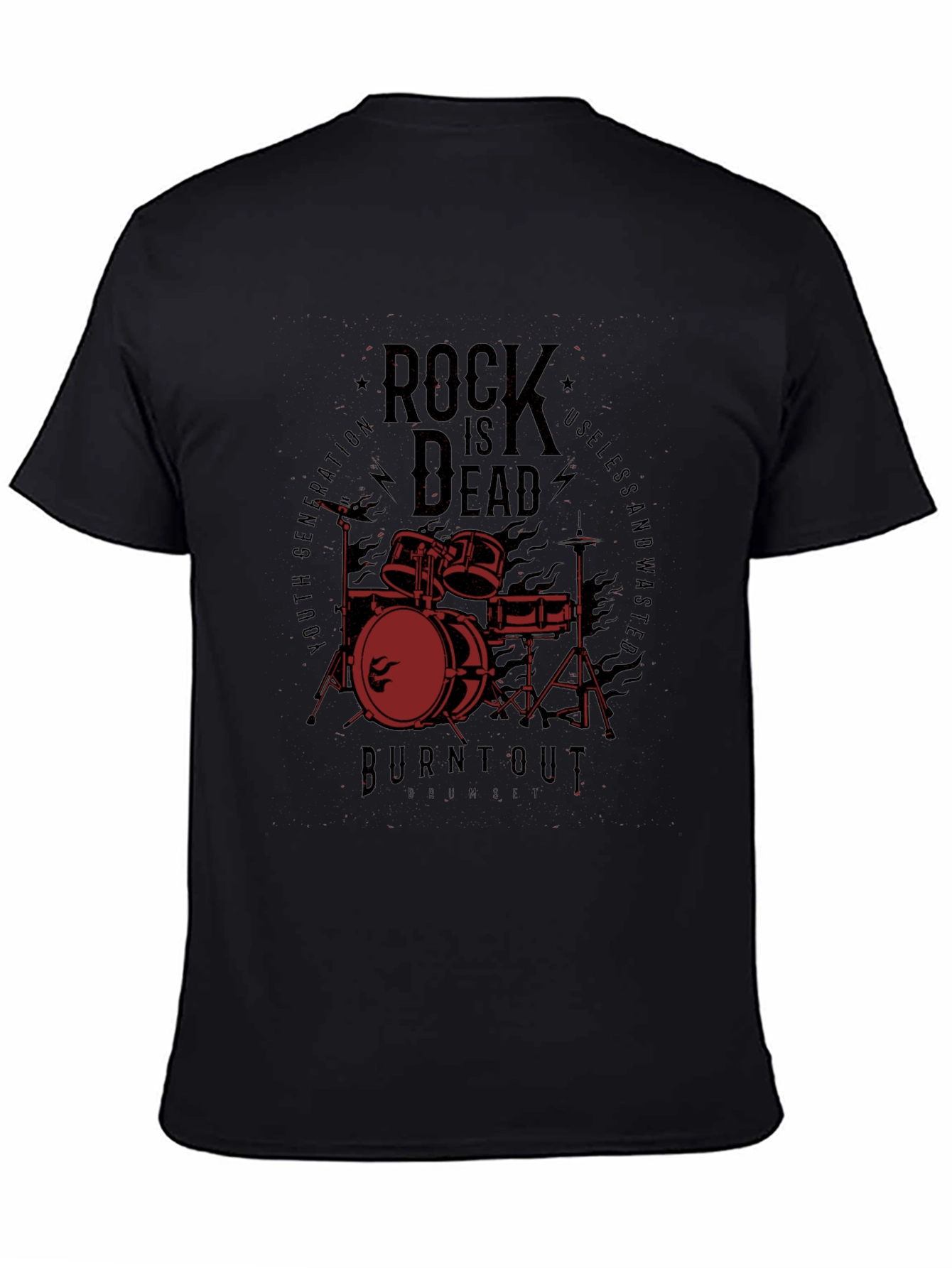 Rock Is Dead Burnout Drum Kit Graphic Tee
