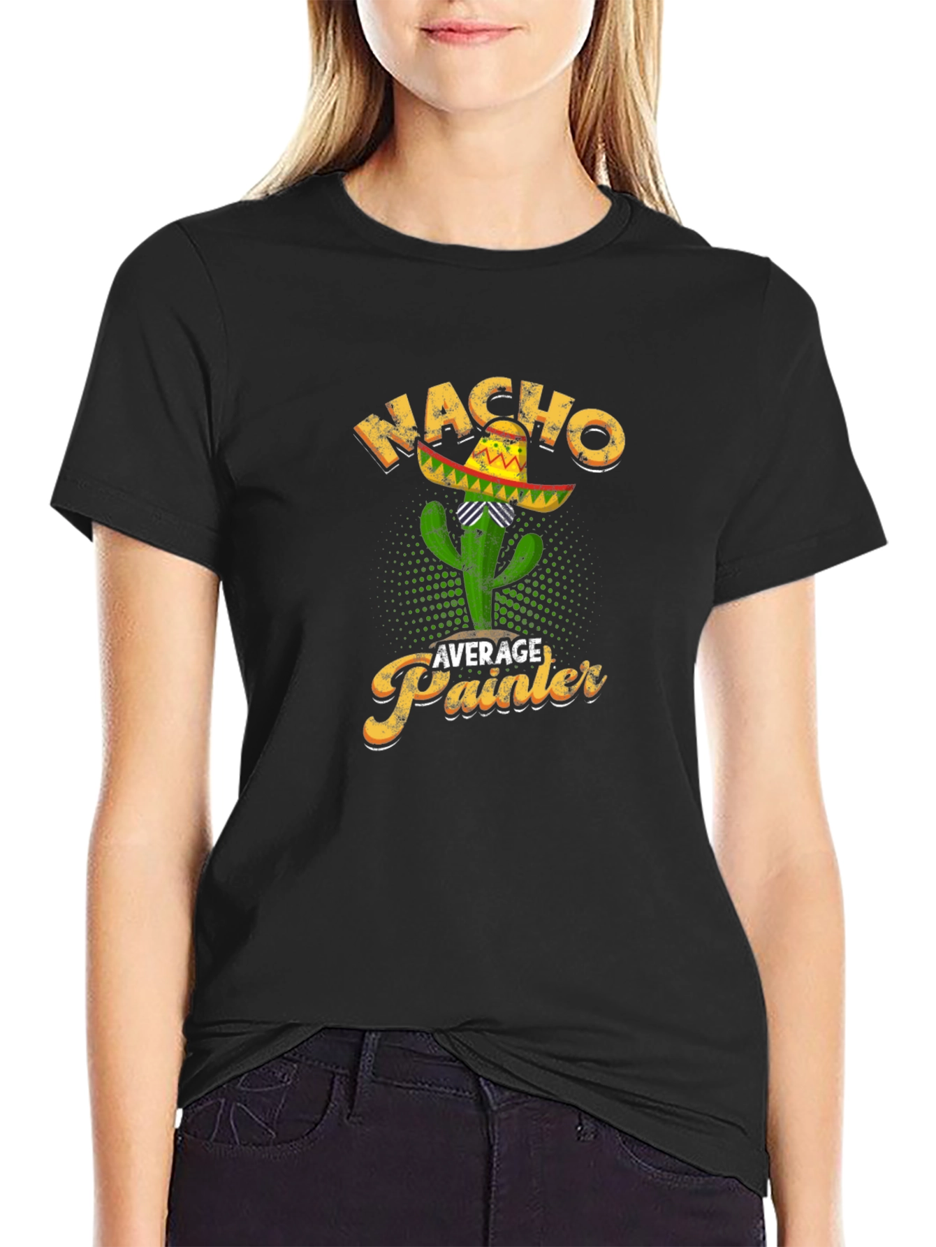 Nacho Average Painter T-Shirt Cactus Sombrero Tee