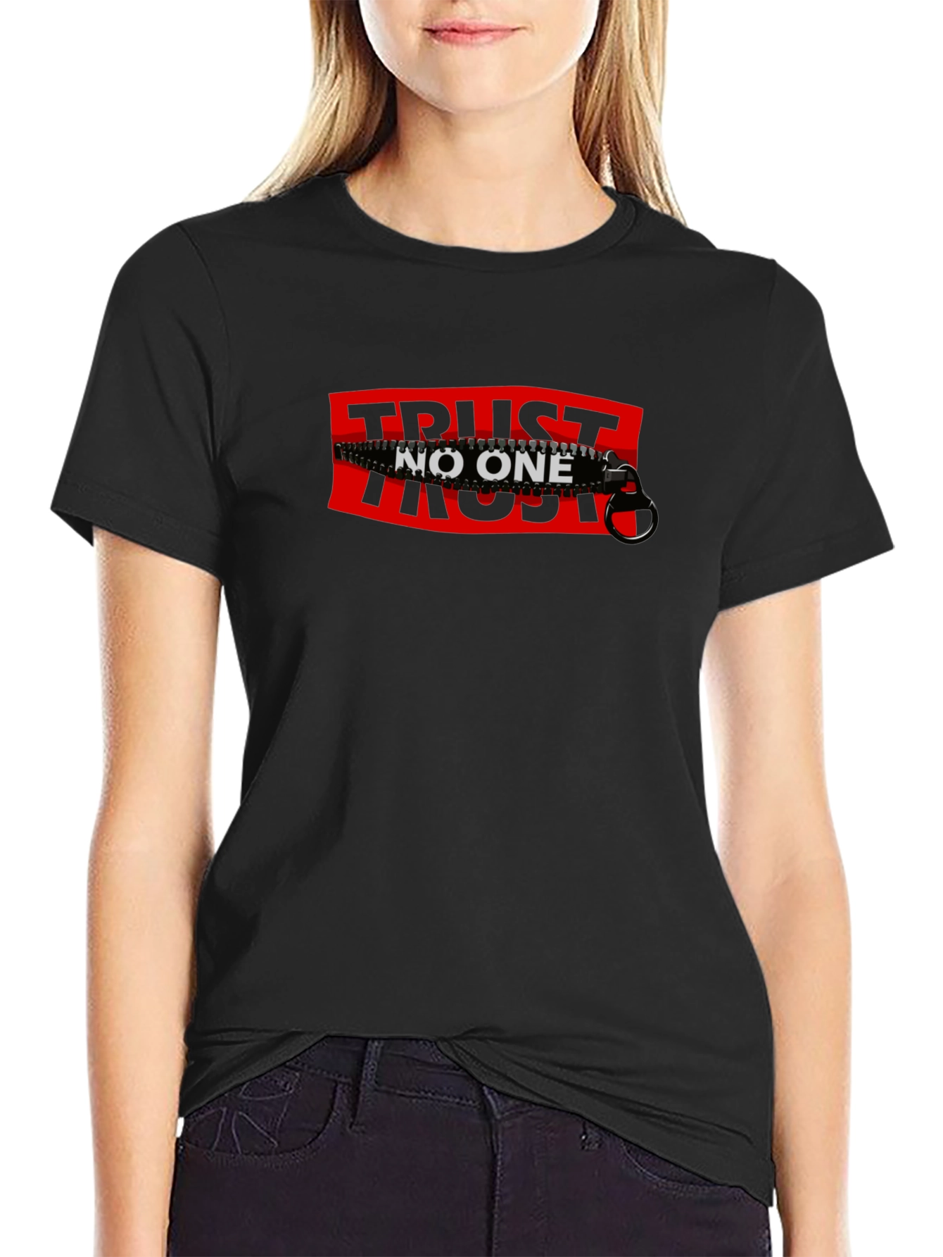 Trust No One Graphic Tee - Black Cotton T-Shirt