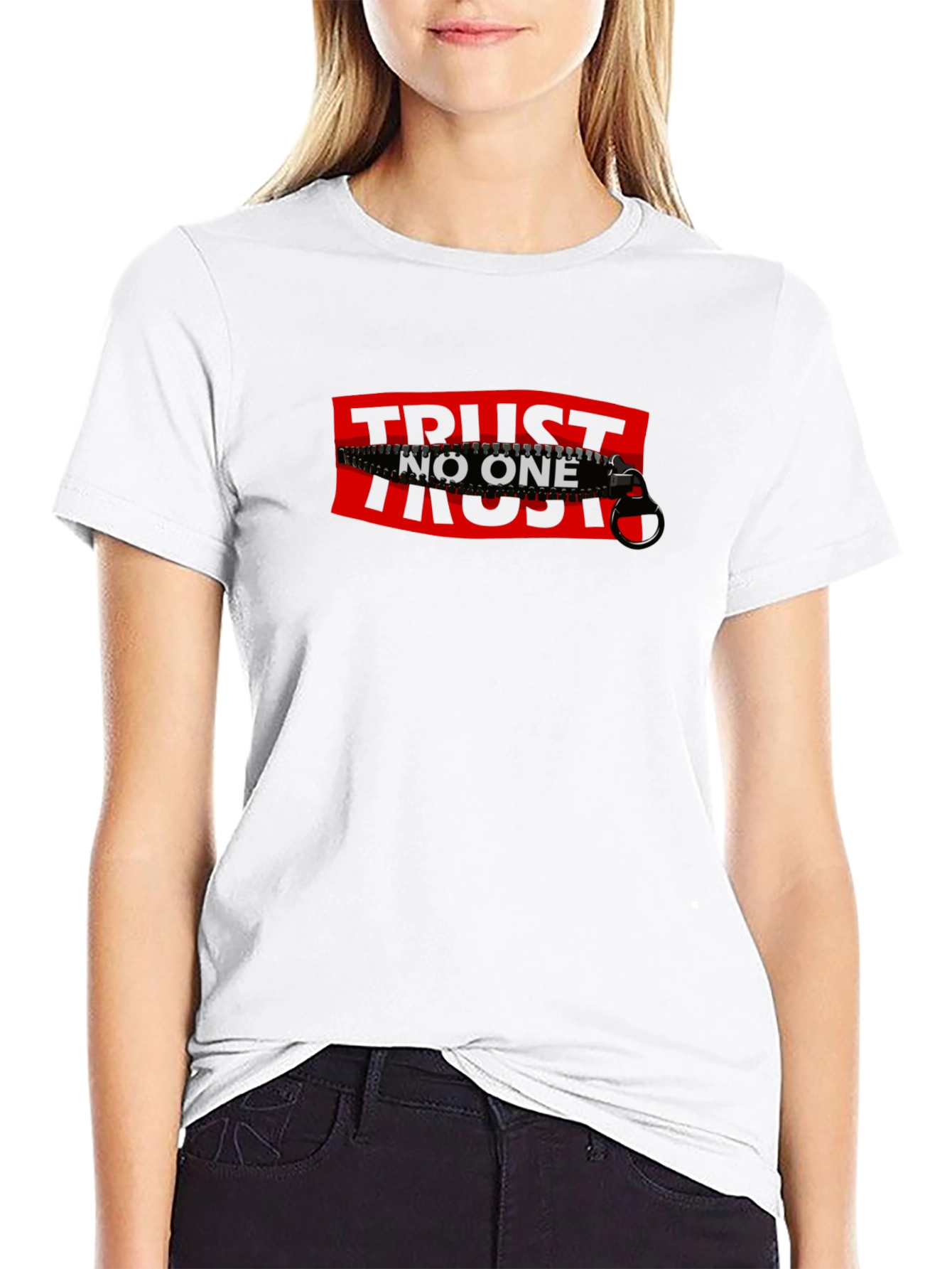 Trust No One Graphic Tee - Black Cotton T-Shirt