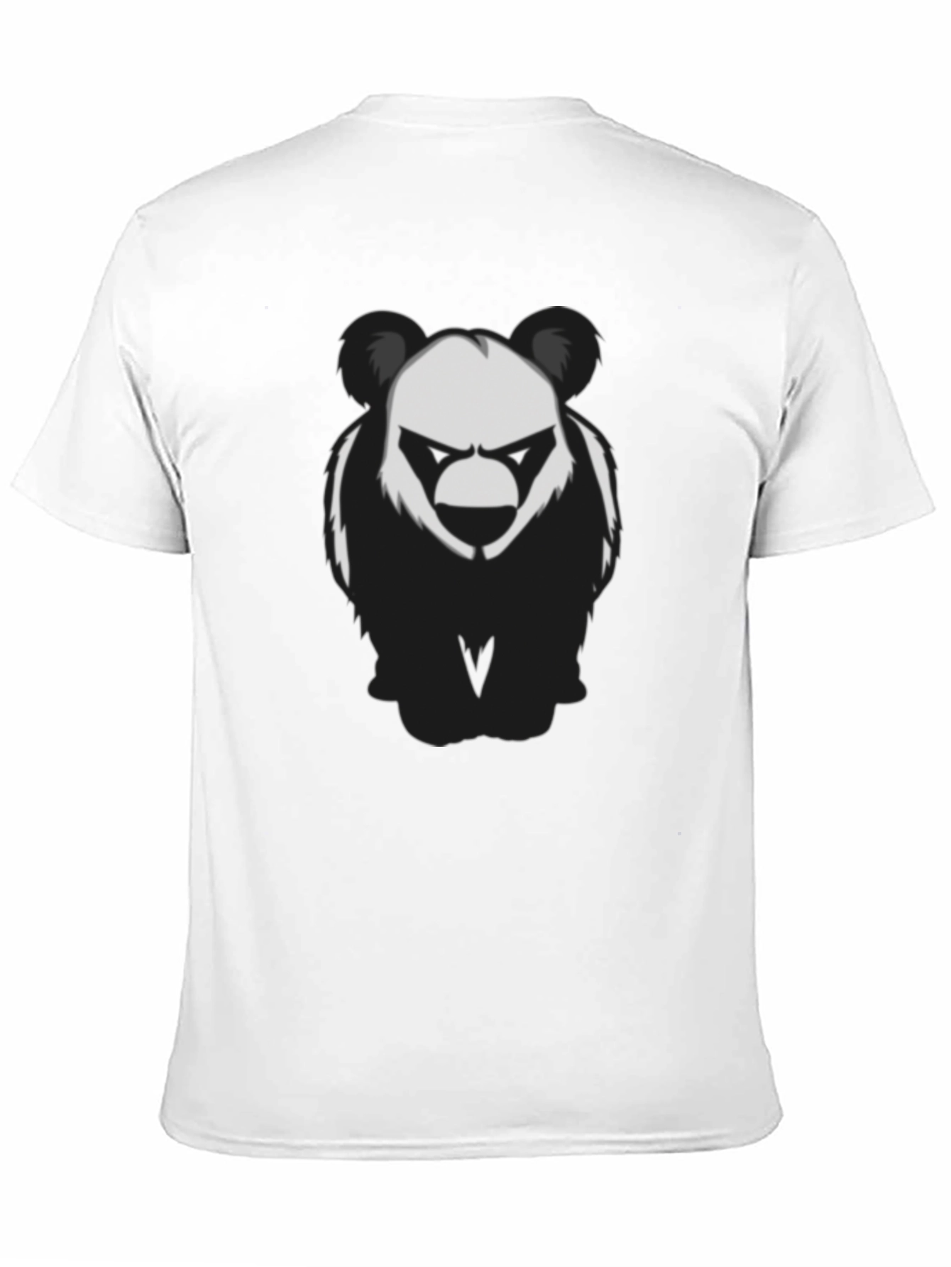 Mens Black T-Shirt with Graphic Panda Bear Design