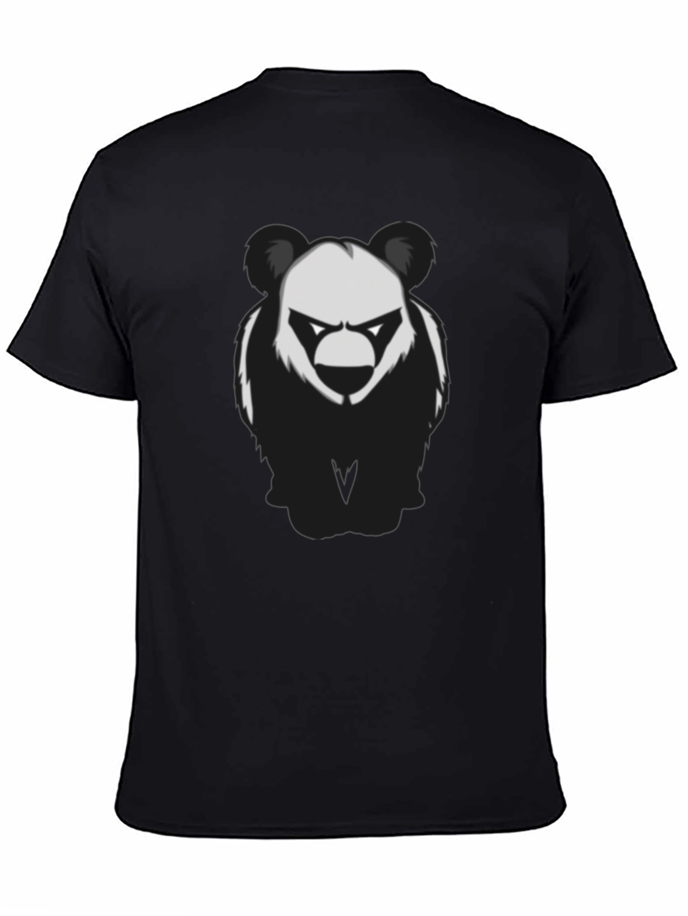 Mens Black T-Shirt with Graphic Panda Bear Design