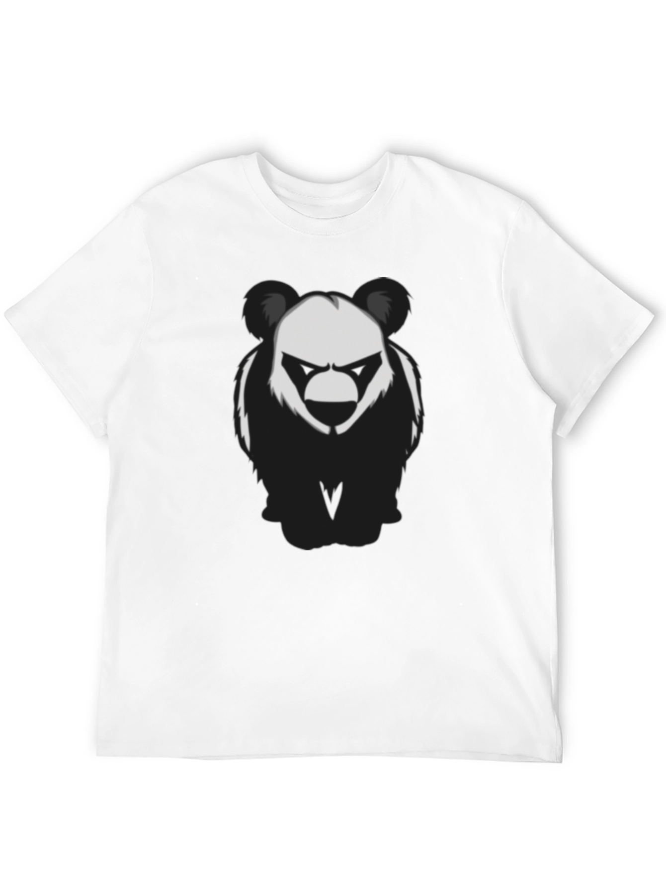 Mens Black T-Shirt with Graphic Panda Bear Design