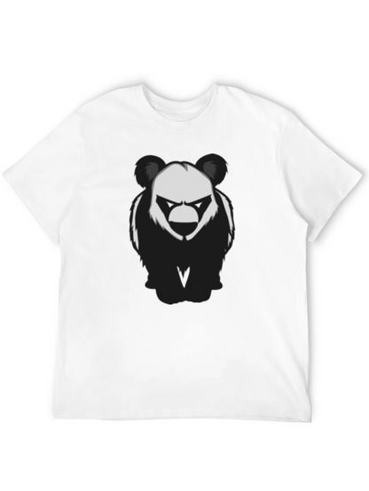 Mens Black T-Shirt with Graphic Panda Bear Design