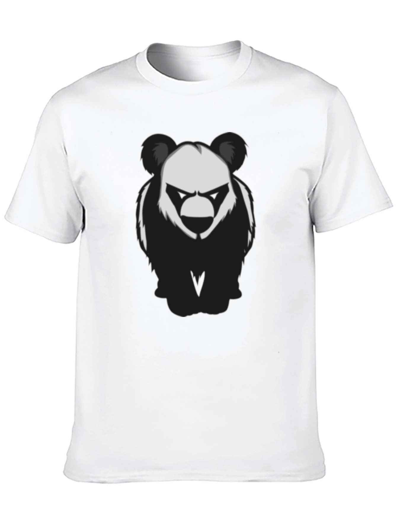 Mens Black T-Shirt with Graphic Panda Bear Design