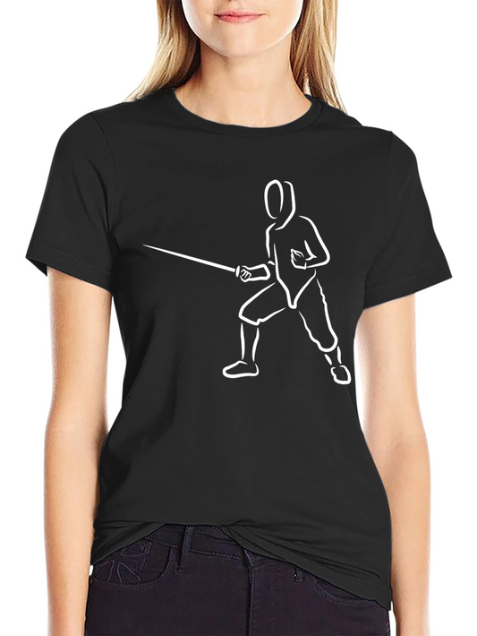 Fencing Silhouette Graphic T-Shirt - Black