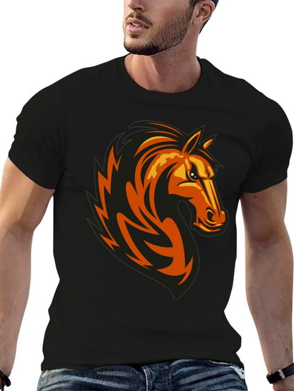 Mens Black Tee with Horse Graphic