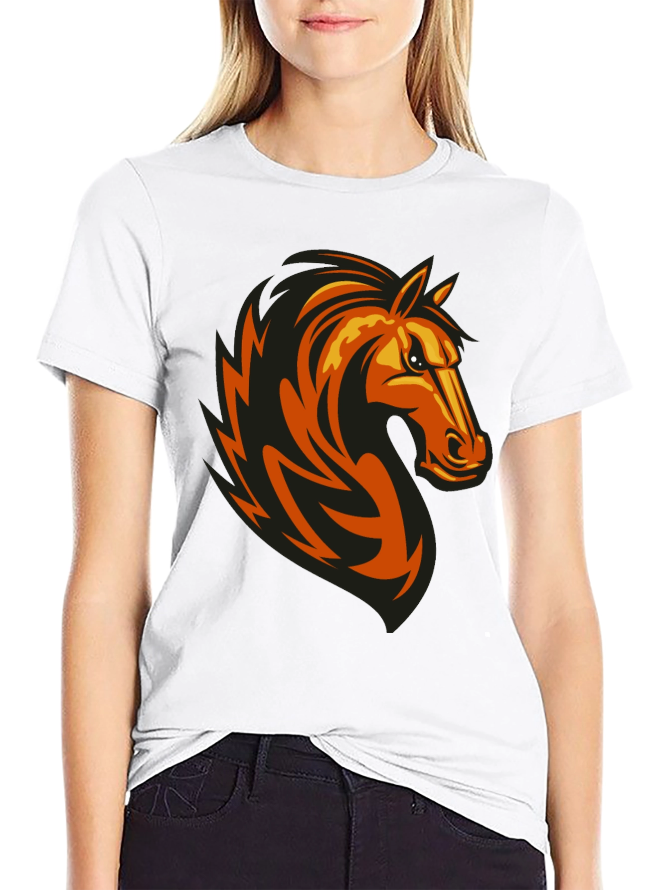 Mens Black Tee with Horse Graphic