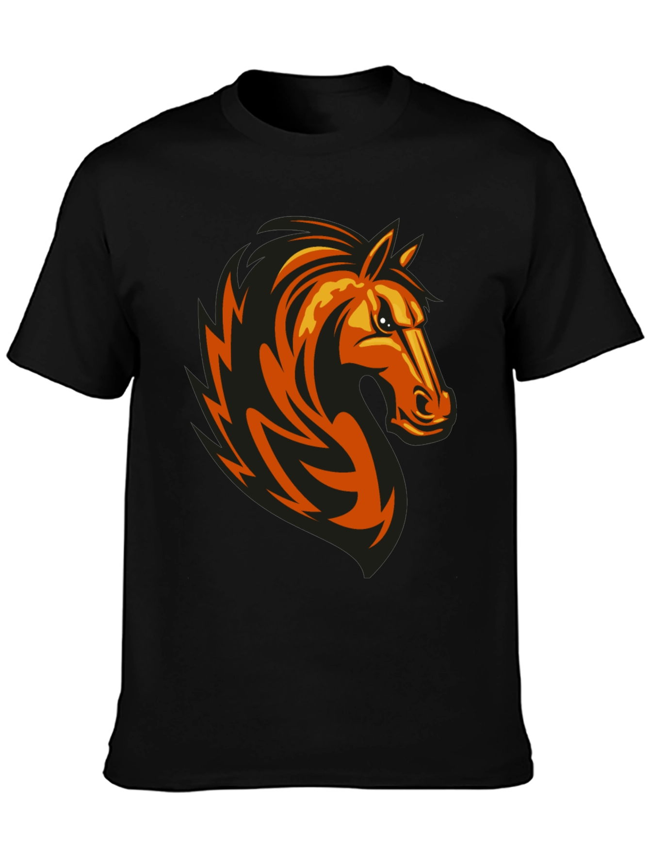 Mens Black Tee with Horse Graphic