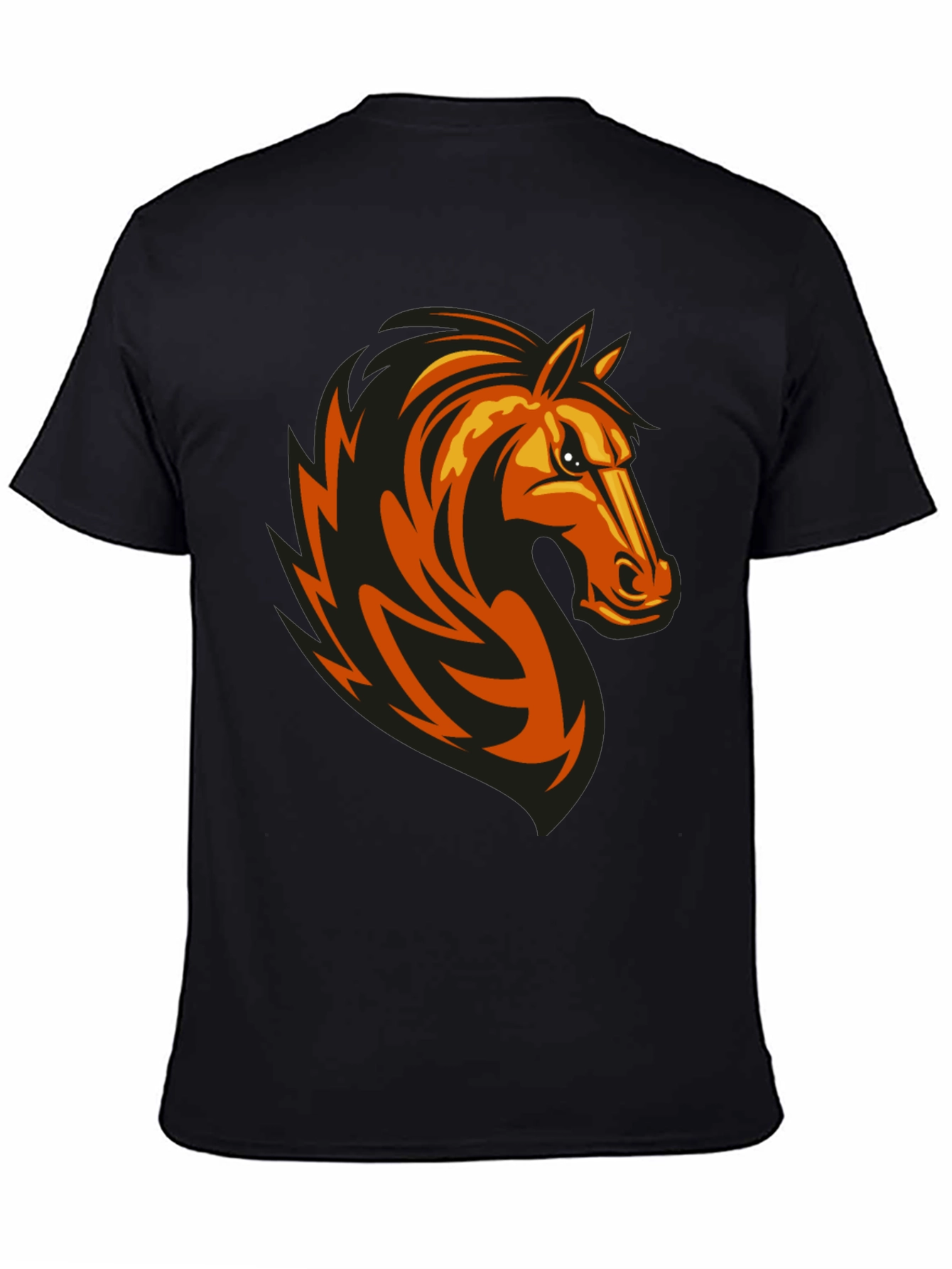 Mens Black Tee with Horse Graphic