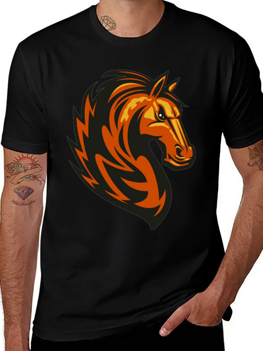 Mens Black Tee with Horse Graphic