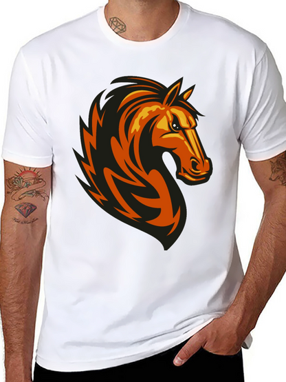 Mens Black Tee with Horse Graphic