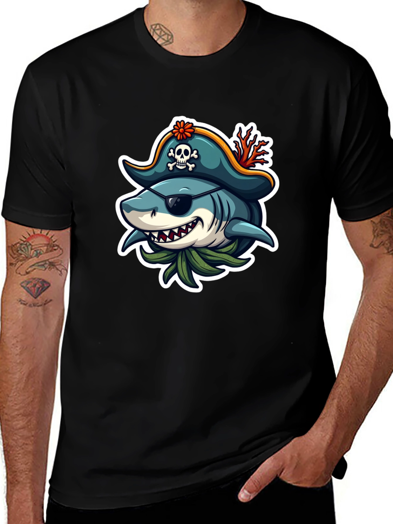 Pirate Shark Graphic T-Shirt