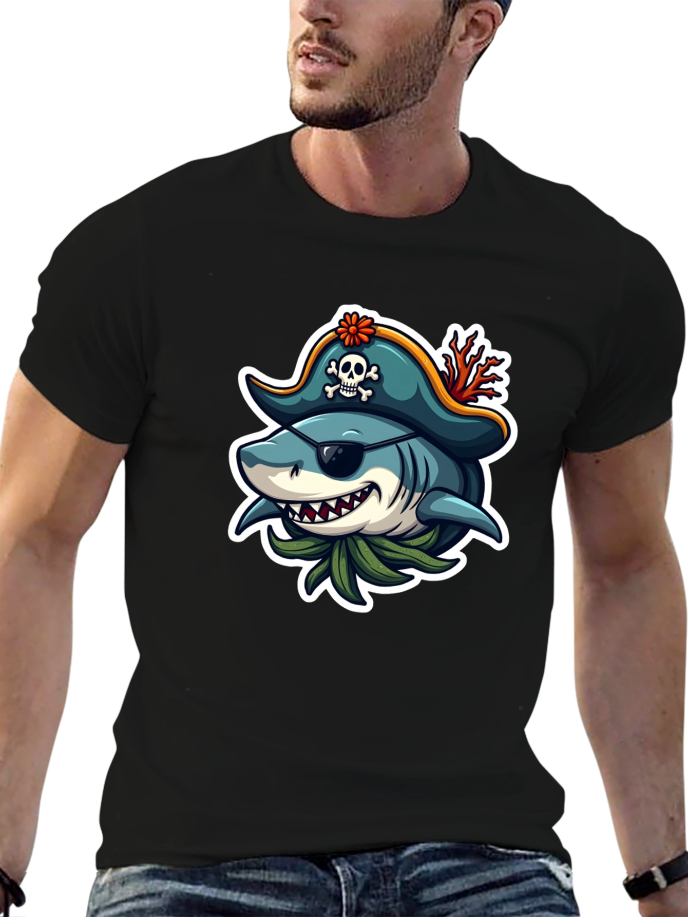 Pirate Shark Graphic T-Shirt