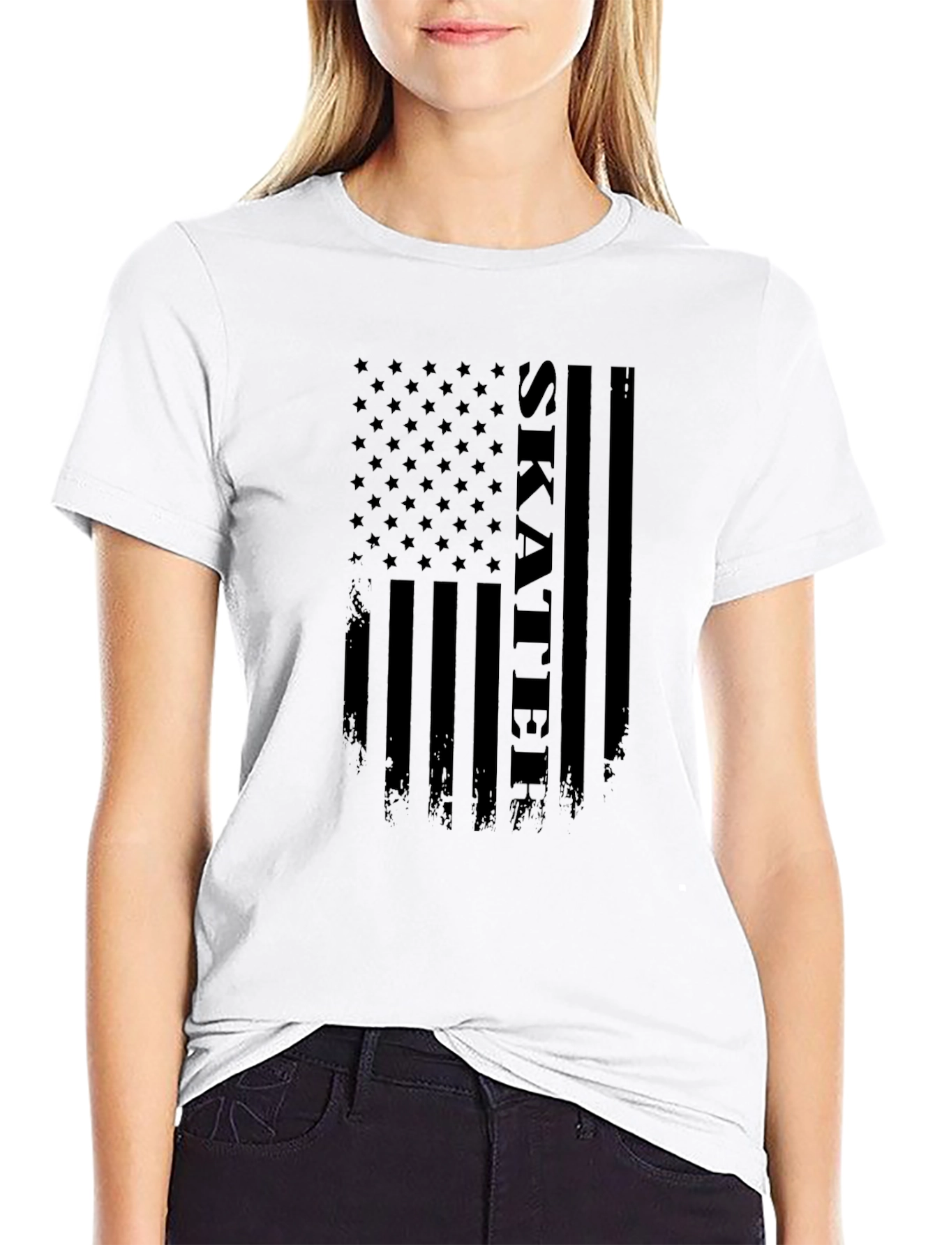 Skater Flag Graphic T-Shirt - Black
