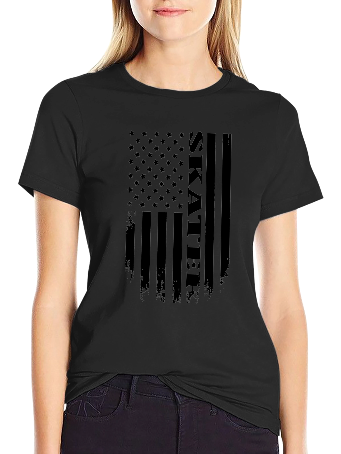 Skater Flag Graphic T-Shirt - Black