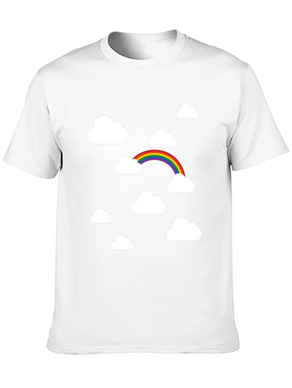 Rainbow Clouds Black Graphic Tee - Trendy Comfort