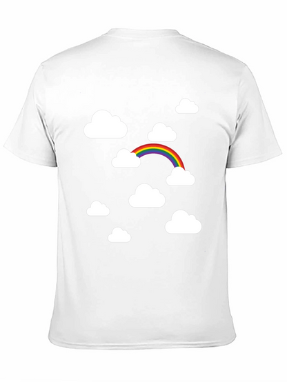 Rainbow Clouds Black Graphic Tee - Trendy Comfort