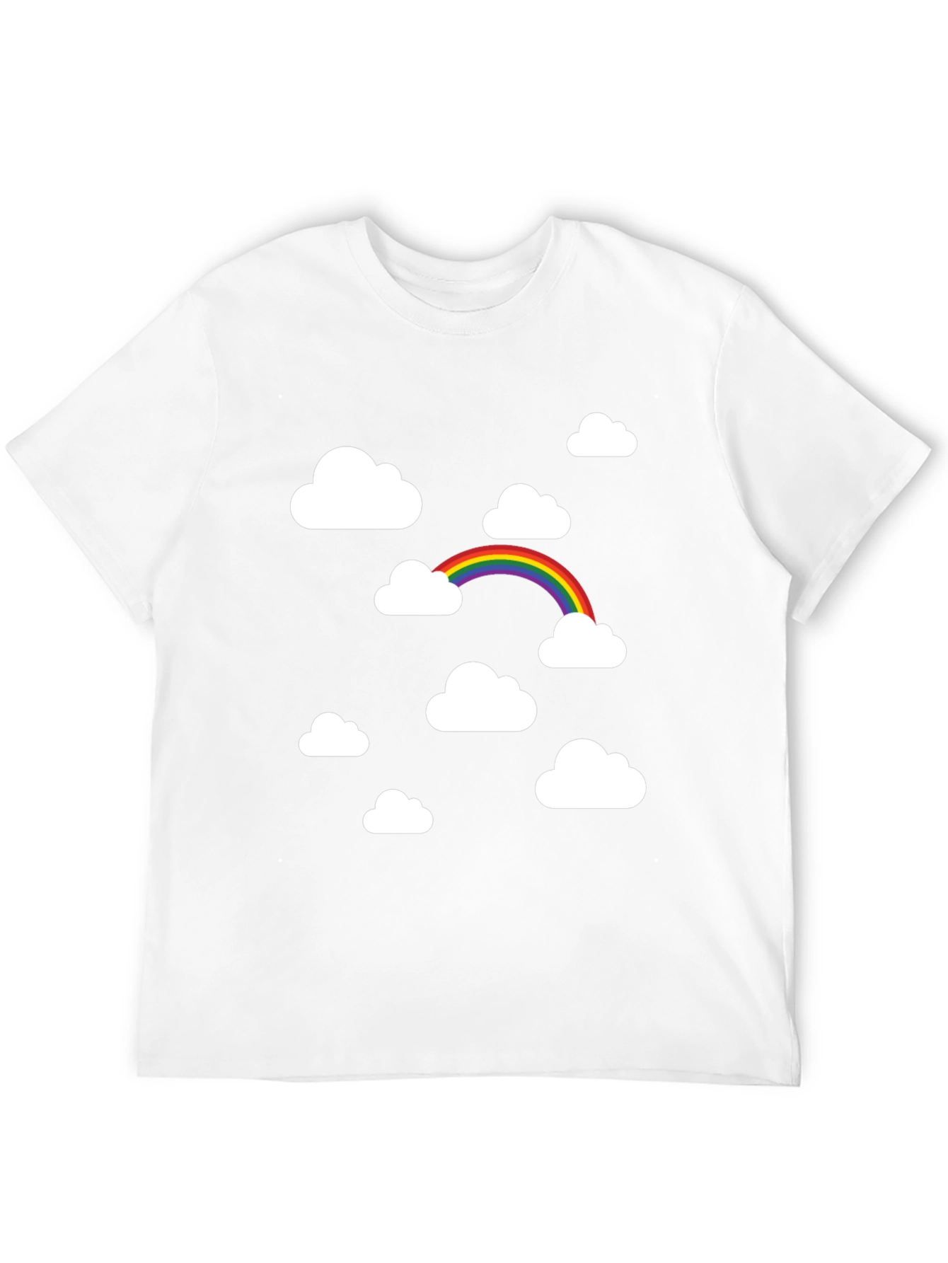 Rainbow Clouds Black Graphic Tee - Trendy Comfort