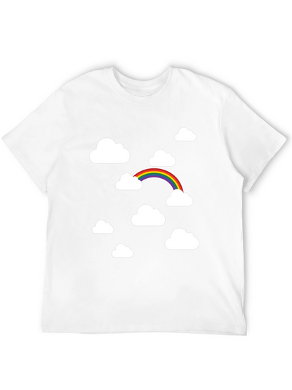 Rainbow Clouds Black Graphic Tee - Trendy Comfort