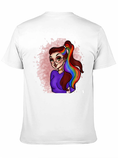Rainbow Hair Cartoon Graphic T-Shirt