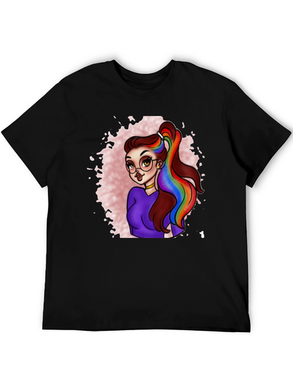 Rainbow Hair Cartoon Graphic T-Shirt