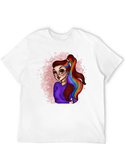 Rainbow Hair Cartoon Graphic T-Shirt