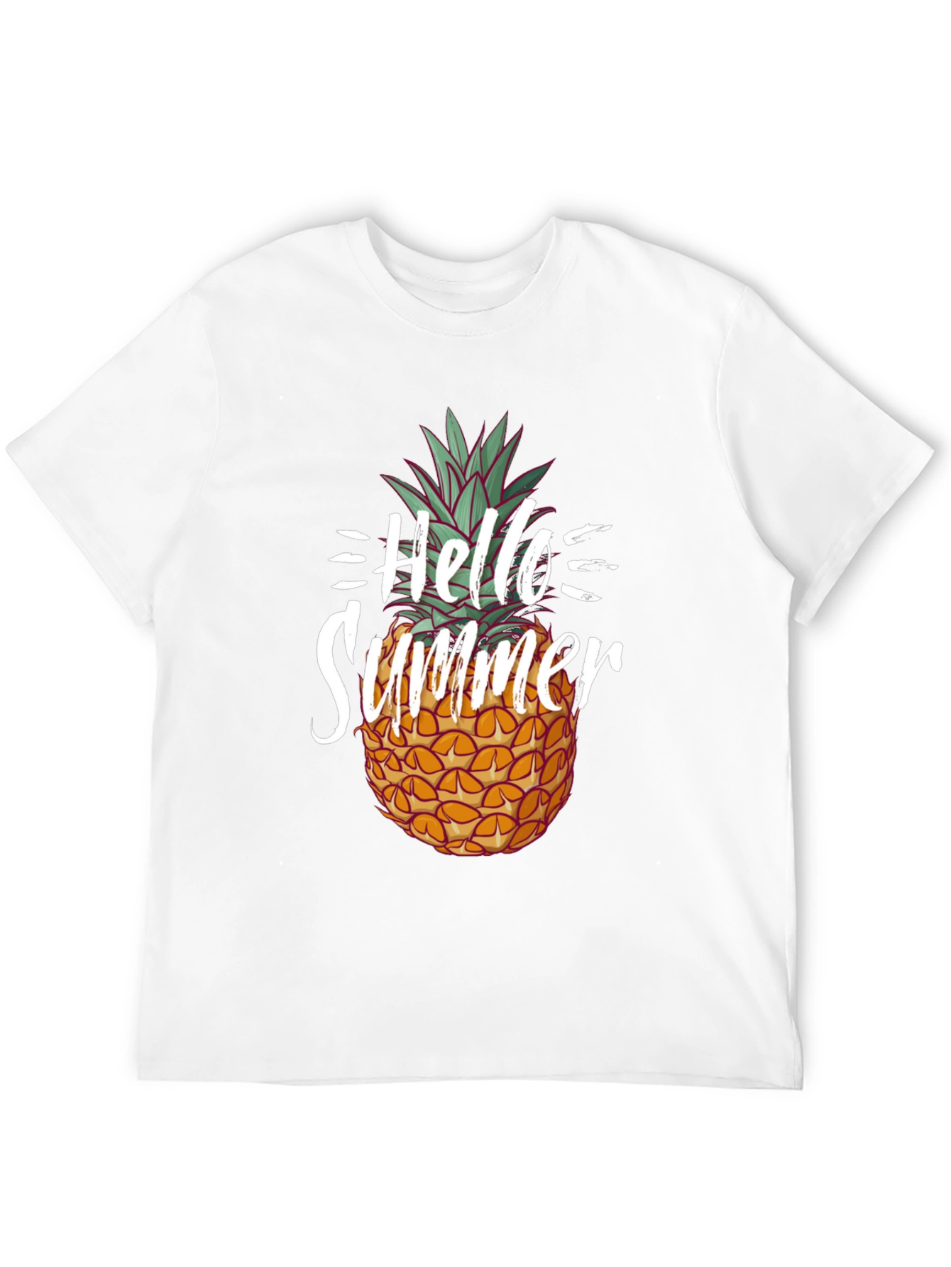 Hello Summer Pineapple Graphic Tee - Black Cotton Shirt