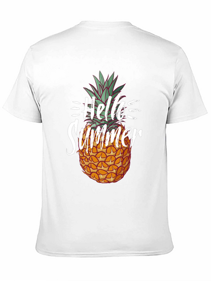 Hello Summer Pineapple Graphic Tee - Black Cotton Shirt