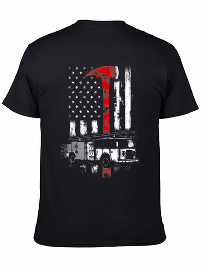 Firefighter American Flag Axe T-Shirt