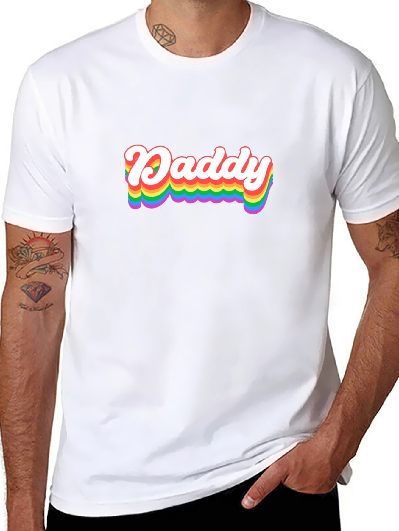 Rainbow Daddy Graphic Tee - Black Cotton Blend Shirt
