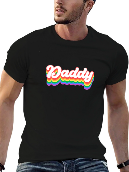 Rainbow Daddy Graphic Tee - Black Cotton Blend Shirt