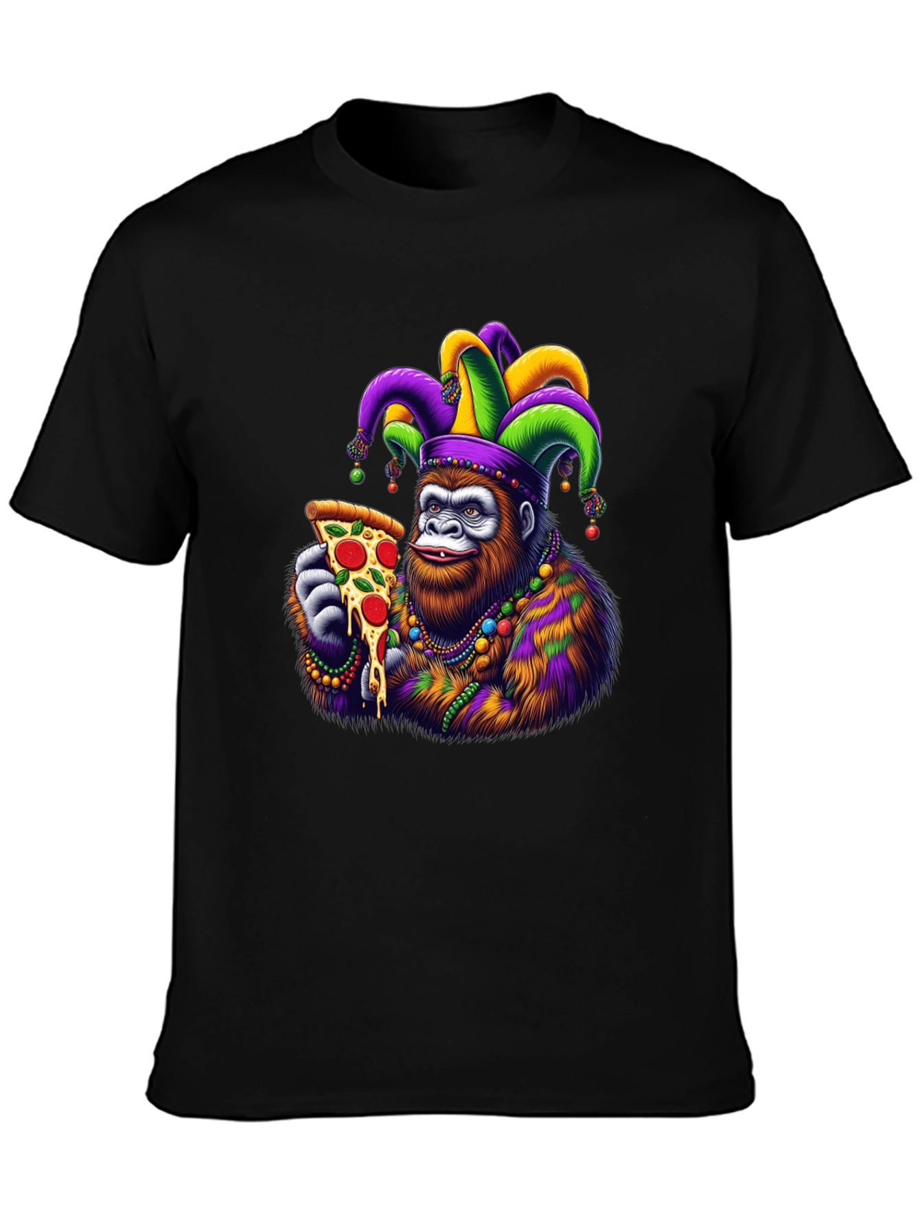 Gorilla Mardi Gras Pizza T-Shirt