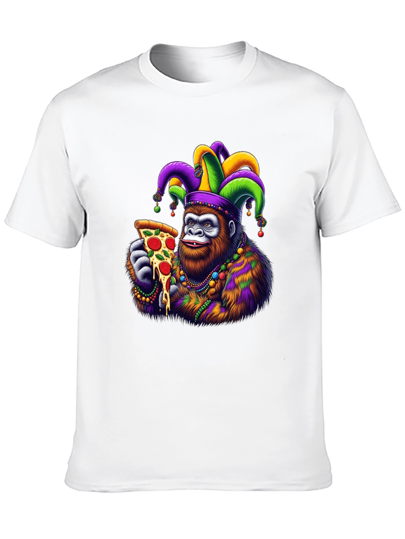 Gorilla Mardi Gras Pizza T-Shirt