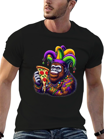 Gorilla Mardi Gras Pizza T-Shirt