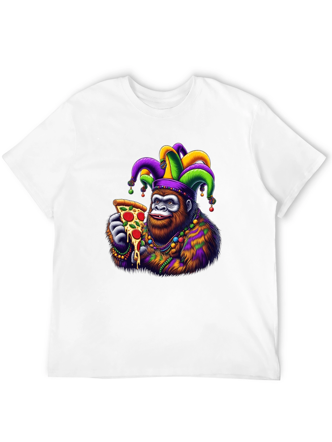 Gorilla Mardi Gras Pizza T-Shirt