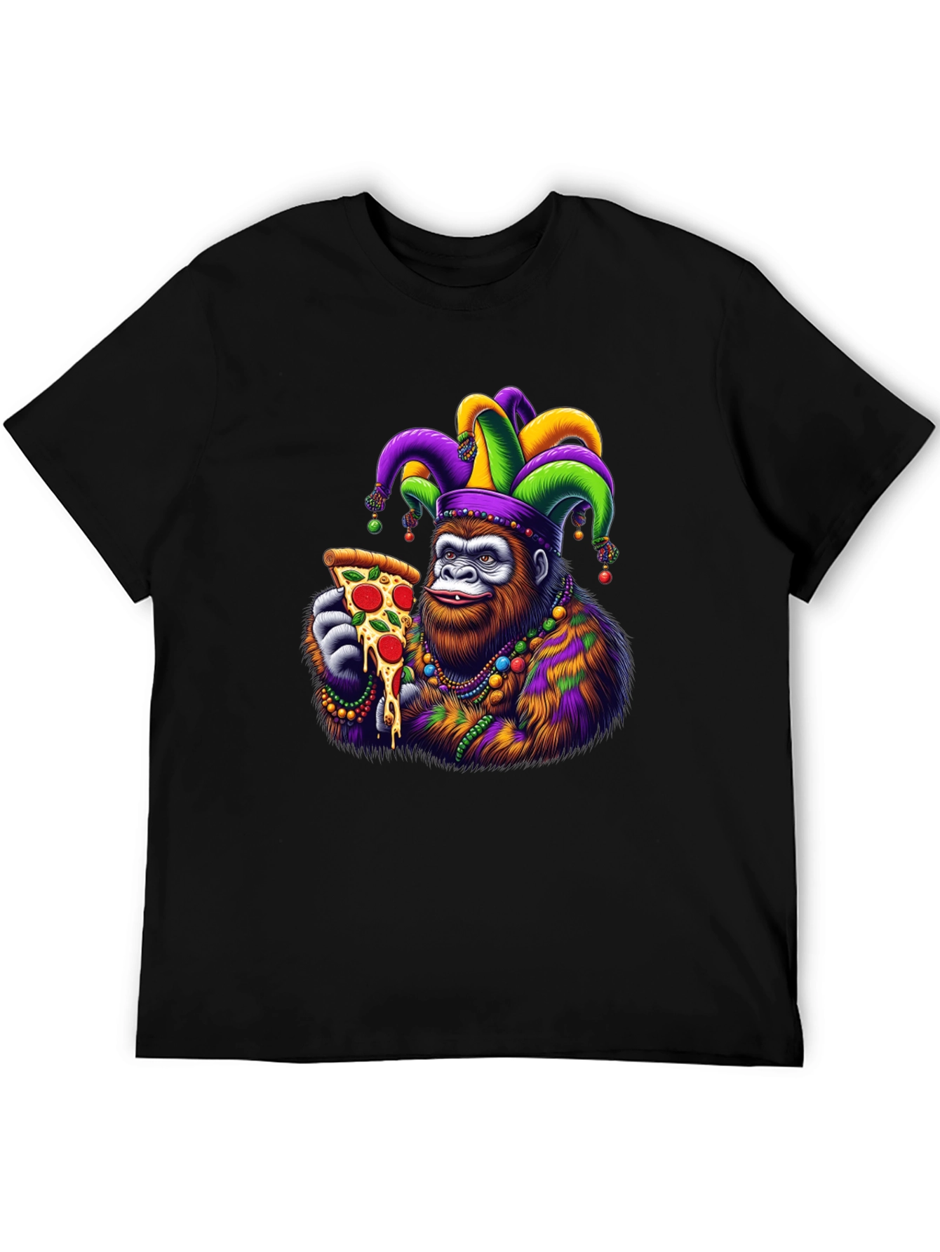 Gorilla Mardi Gras Pizza T-Shirt