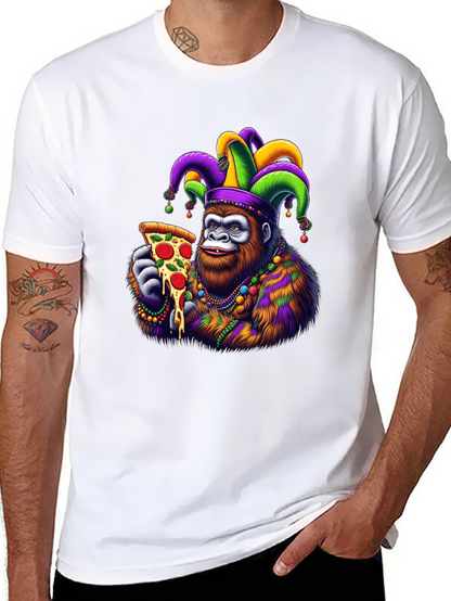 Gorilla Mardi Gras Pizza T-Shirt