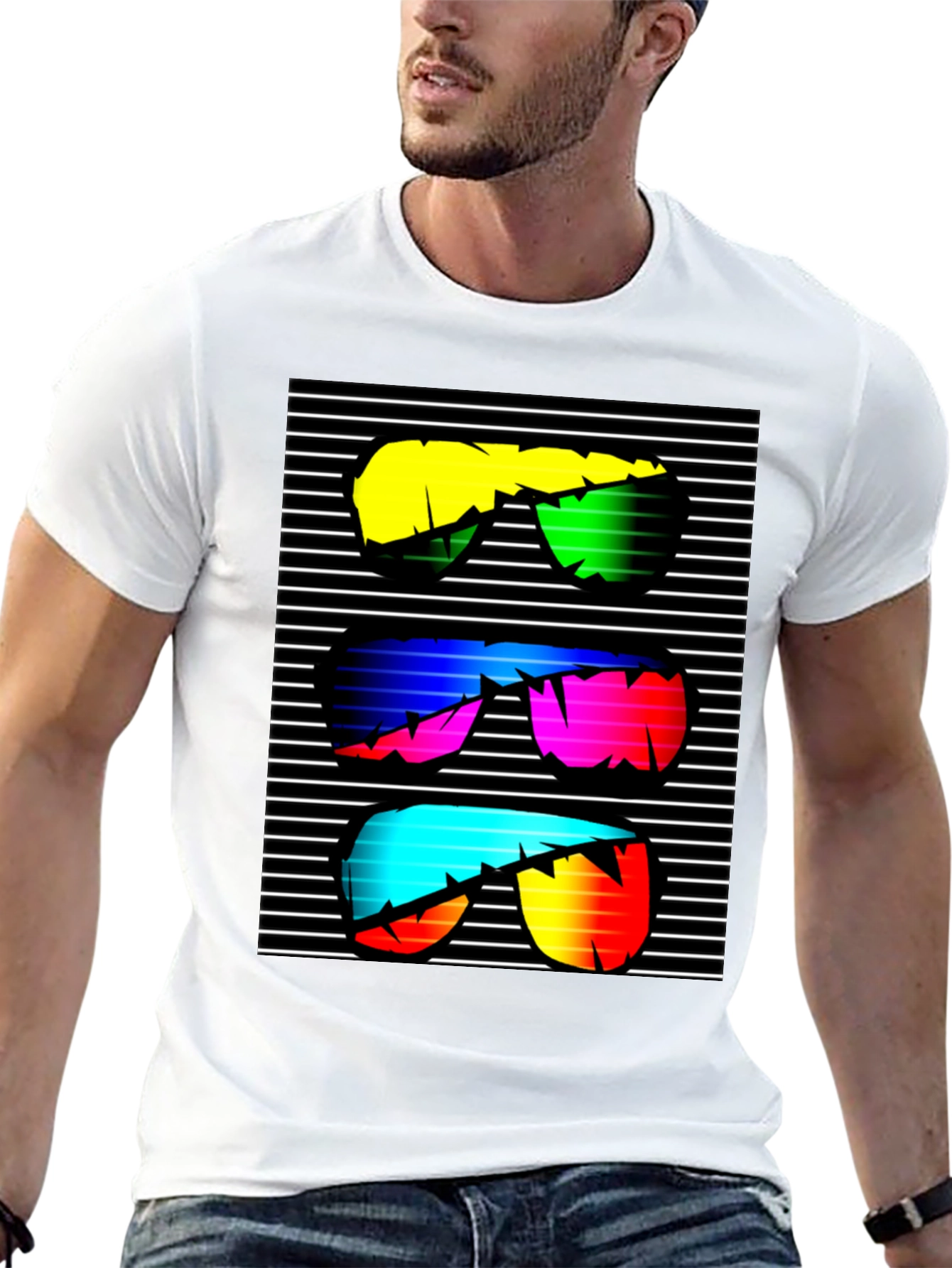 Retro Sunglasses Graphic T-Shirt - Black