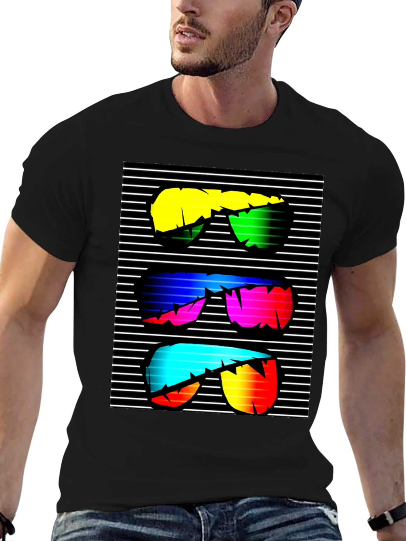 Retro Sunglasses Graphic T-Shirt - Black
