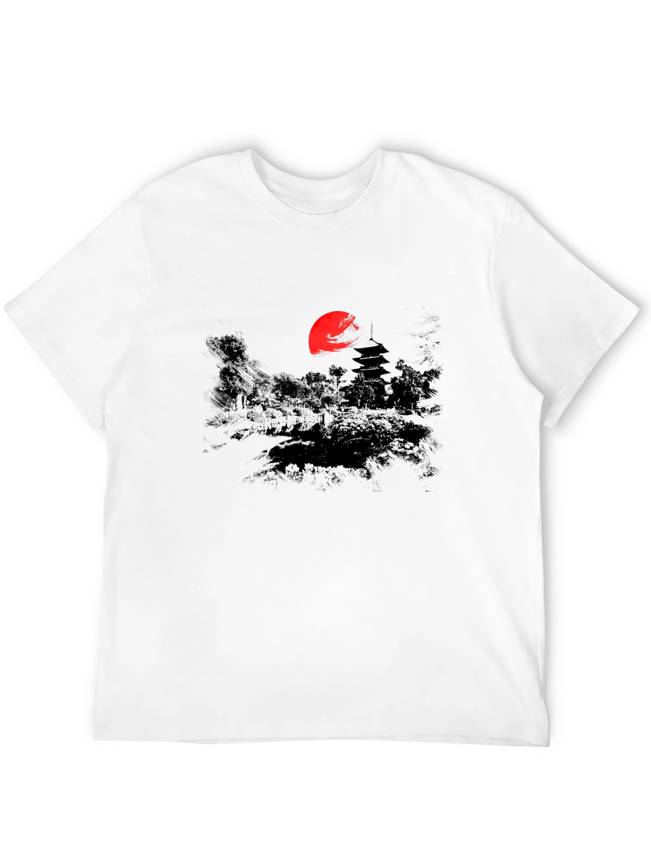 Japanese Sunset Graphic Tee - Black Cotton T-Shirt