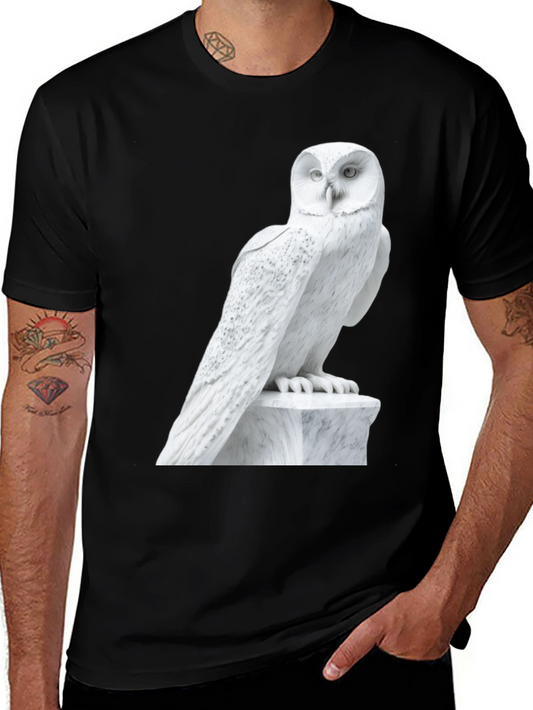 Owl Statue Graphic T-Shirt - Unisex Black Tee