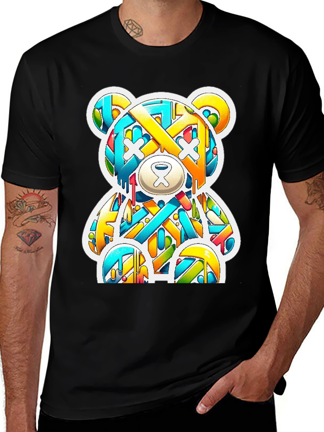 Graffiti Bear Graphic Tee - Casual Cool Style