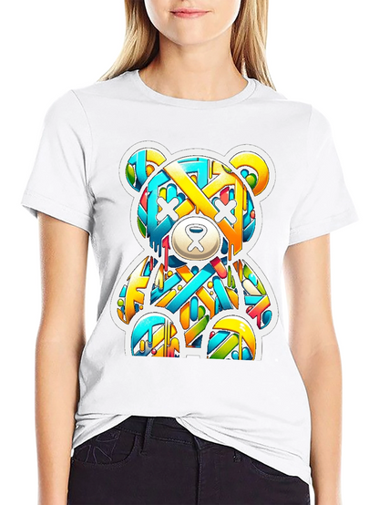 Graffiti Bear Graphic Tee - Casual Cool Style