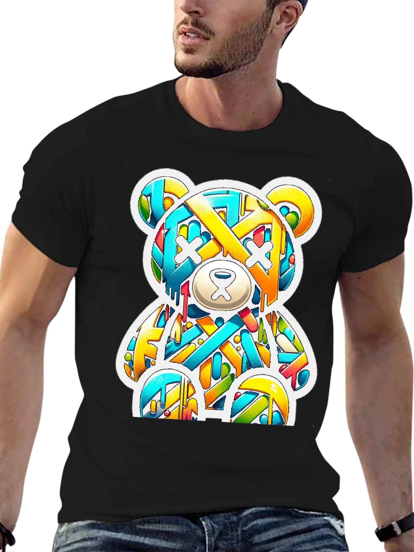 Graffiti Bear Graphic Tee - Casual Cool Style