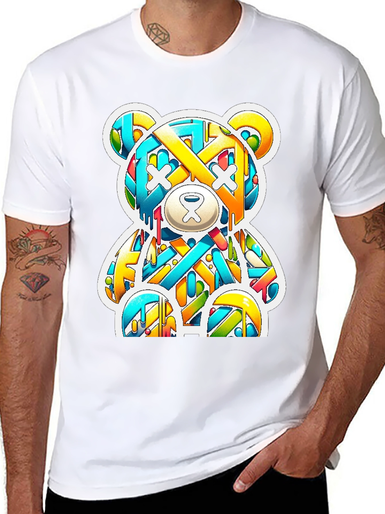Graffiti Bear Graphic Tee - Casual Cool Style