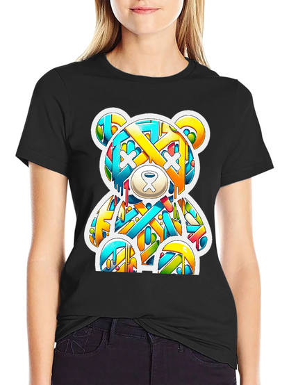 Graffiti Bear Graphic Tee - Casual Cool Style
